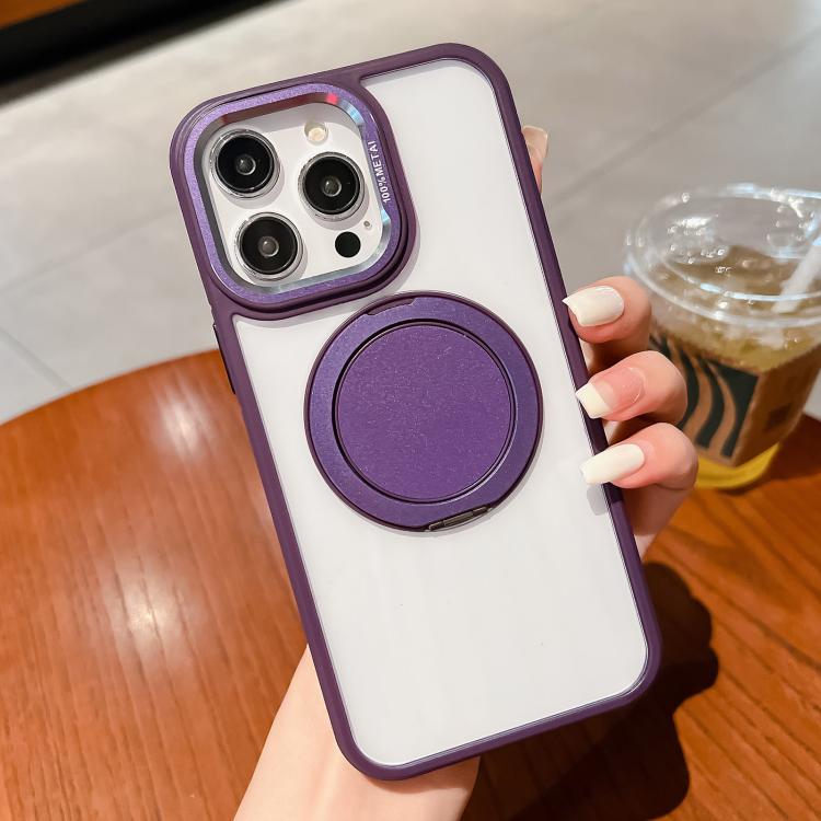 For iPhone 13 Pro Transparent MagSafe Magnetic Holder Phone Case(Purple) - iPhone 13 Pro Cases by buy2fix | Online Shopping UK | buy2fix