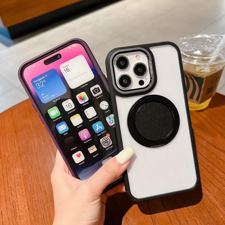 For iPhone 16 Pro Transparent MagSafe Magnetic Holder Phone Case(Purple) - iPhone 16 Pro Cases by buy2fix | Online Shopping UK | buy2fix