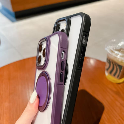 For iPhone 16 Plus Transparent MagSafe Magnetic Holder Phone Case(Purple) - iPhone 16 Plus Cases by buy2fix | Online Shopping UK | buy2fix
