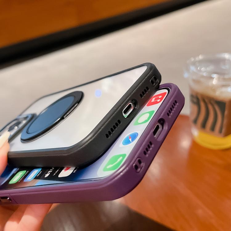 For iPhone 14 Pro Transparent MagSafe Magnetic Holder Phone Case(Blue) - iPhone 14 Pro Cases by buy2fix | Online Shopping UK | buy2fix