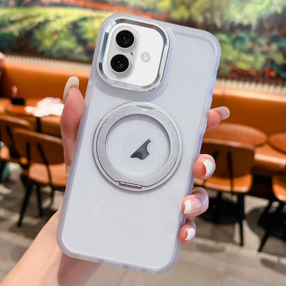 For iPhone 16 Plus Transparent MagSafe Ring Holder Phone Case(White) - iPhone 16 Plus Cases by buy2fix | Online Shopping UK | buy2fix