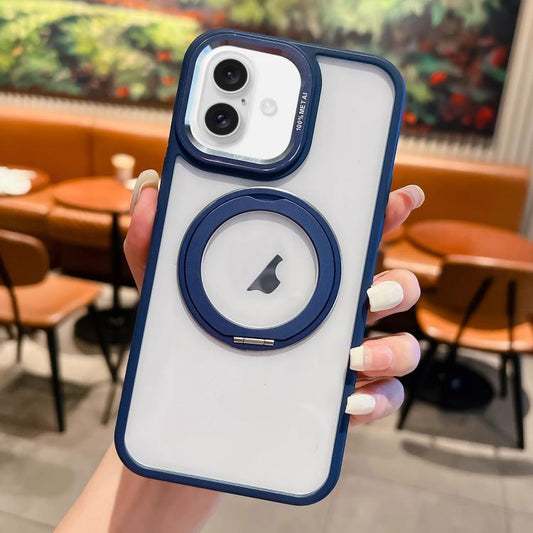 For iPhone 16 Plus Transparent MagSafe Ring Holder Phone Case(Blue) - iPhone 16 Plus Cases by buy2fix | Online Shopping UK | buy2fix