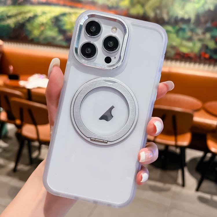 For iPhone 15 Pro Transparent MagSafe Ring Holder Phone Case(White) - iPhone 15 Pro Cases by buy2fix | Online Shopping UK | buy2fix