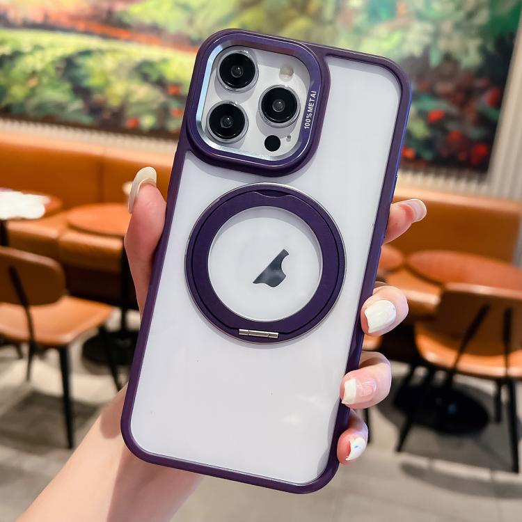 For iPhone 14 Pro Max Transparent MagSafe Ring Holder Phone Case(Purple) - iPhone 14 Pro Max Cases by buy2fix | Online Shopping UK | buy2fix