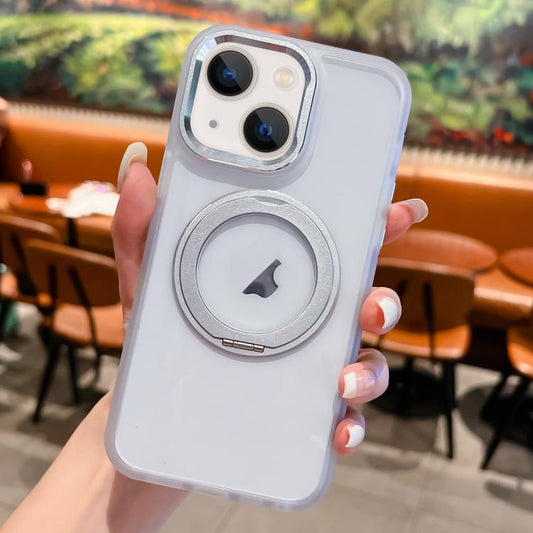 For iPhone 13 Transparent MagSafe Ring Holder Phone Case(White) - iPhone 13 Cases by buy2fix | Online Shopping UK | buy2fix