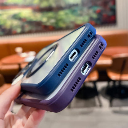 For iPhone 16 Pro Max Transparent MagSafe Ring Holder Phone Case(Purple) - iPhone 16 Pro Max Cases by buy2fix | Online Shopping UK | buy2fix