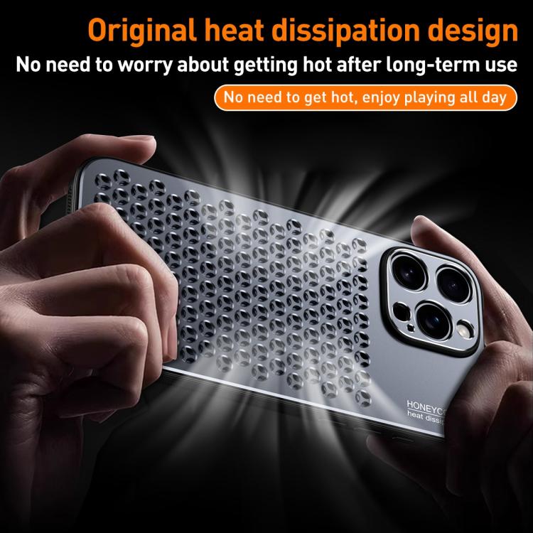 For iPhone 16 Honeycomb Radiating Alloy Phone Case(Space Silver) - iPhone 16 Cases by buy2fix | Online Shopping UK | buy2fix