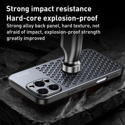 For iPhone 16 Honeycomb Radiating Alloy Phone Case(Space Silver) - iPhone 16 Cases by buy2fix | Online Shopping UK | buy2fix
