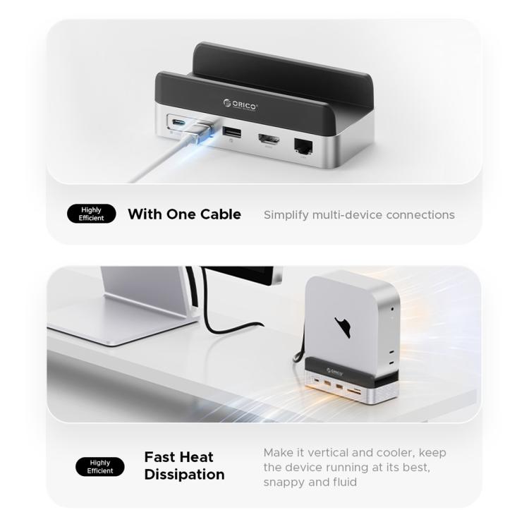 ORICO VSP10 Mini Dock Desktop Storage Expansion Multi-function Holder for Mac Mini 2024, Memory Capacity:1TB(Silver) - MINI PC Accessories & Gadgets by ORICO | Online Shopping UK | buy2fix
