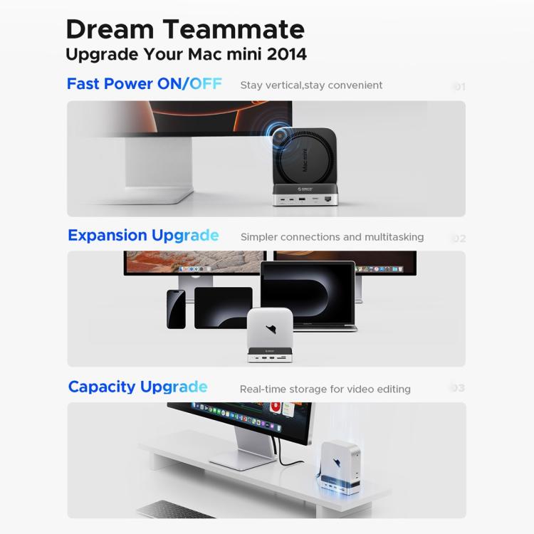 ORICO VSP10 Mini Dock Desktop Storage Expansion Multi-function Holder for Mac Mini 2024, Memory Capacity:1TB(Silver) - MINI PC Accessories & Gadgets by ORICO | Online Shopping UK | buy2fix