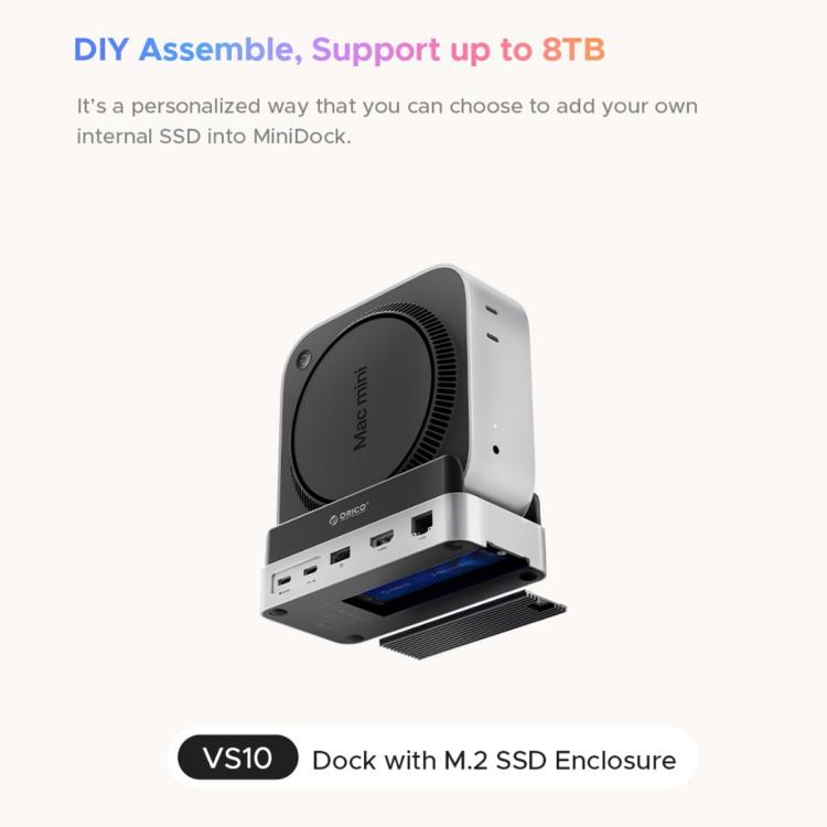 ORICO VS10 Mini Dock Desktop Expansion Multi-function Holder for Mac Mini 2024, without Memory(Silver) - MINI PC Accessories & Gadgets by ORICO | Online Shopping UK | buy2fix
