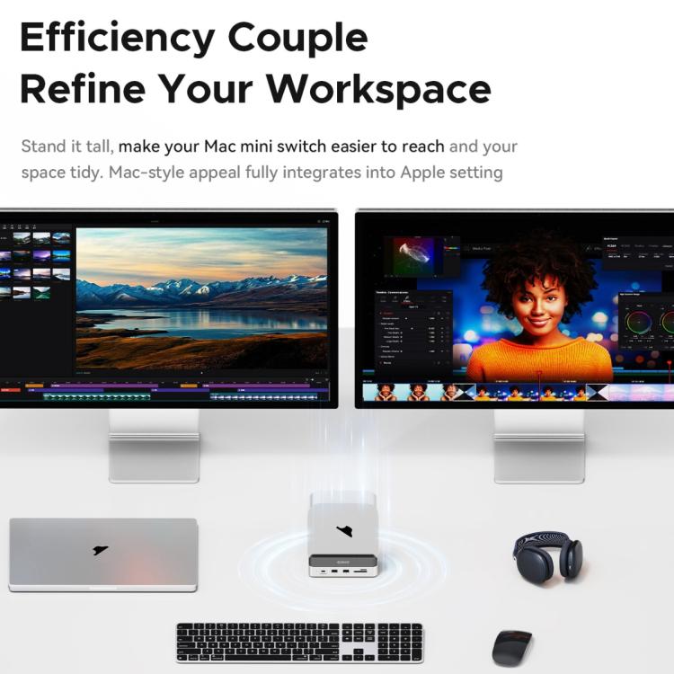 ORICO VS10 Mini Dock Desktop Expansion Multi-function Holder for Mac Mini 2024, without Memory(Silver) - MINI PC Accessories & Gadgets by ORICO | Online Shopping UK | buy2fix