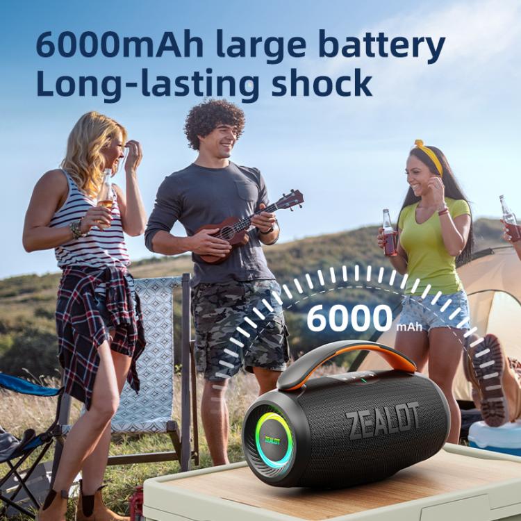 Zealot P11 50W Portable Outdoor RGB Bluetooth Speaker(Black) - Desktop Speaker by ZEALOT | Online Shopping UK | buy2fix