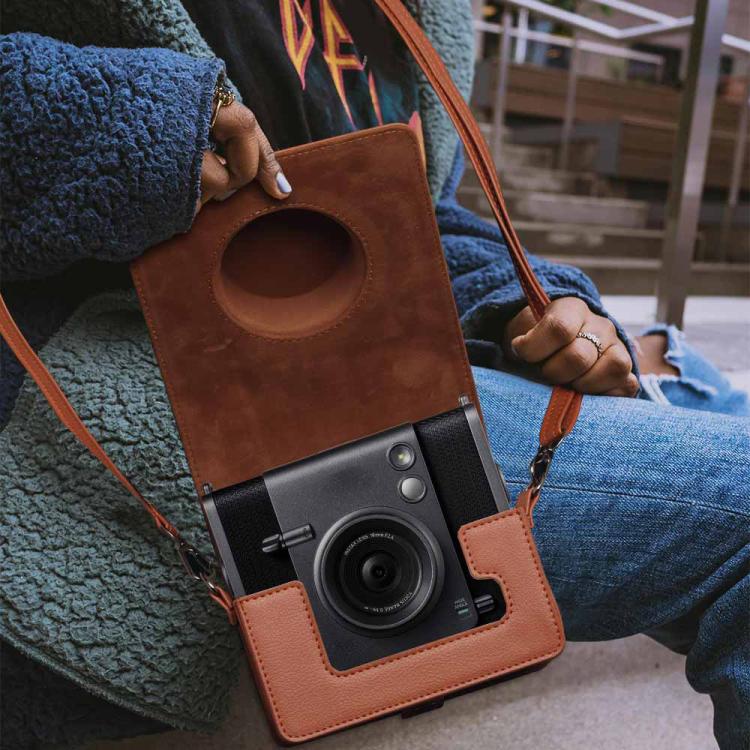 For FUJIFILM instax WIDE Evo Full Body Leather Camera Case Bag with Strap(Brown) - Leather Bag by buy2fix | Online Shopping UK | buy2fix