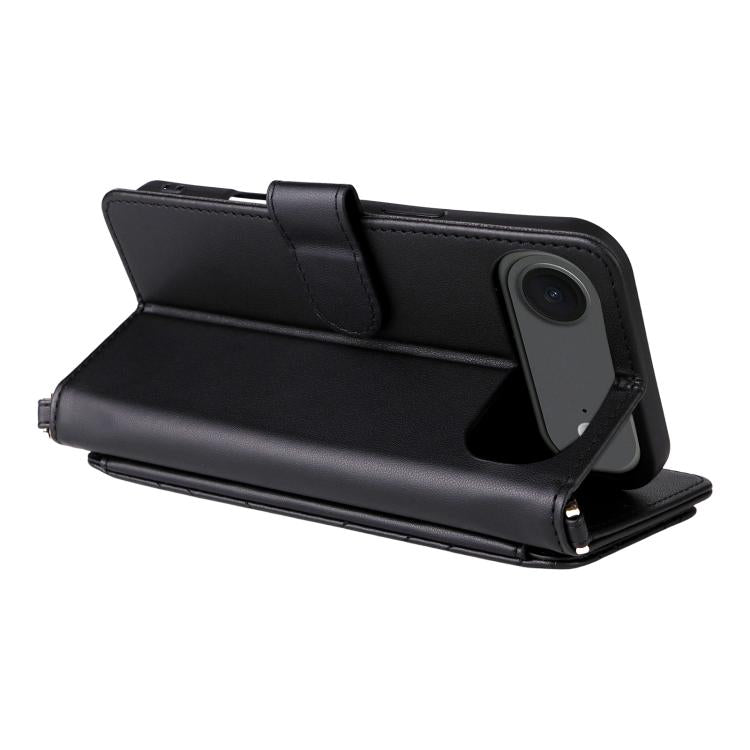 For iPhone Air Multifunctional 6-Card Slots Leather Phone Case with Wrist Strap(Black) - iPhone Air Cases by buy2fix | Online Shopping UK | buy2fix