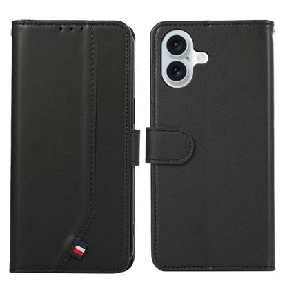 For iPhone 17 ABEEL Delicate Texture Splicing RFID Leather Phone Case(Black) - iPhone 17 Cases by buy2fix | Online Shopping UK | buy2fix