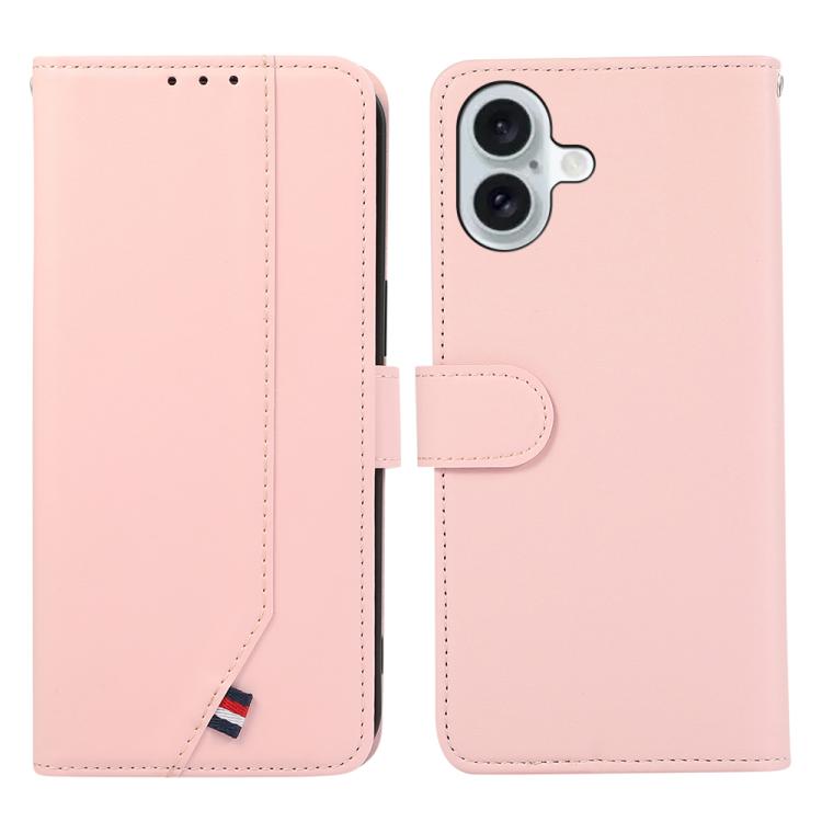 For iPhone 17 ABEEL Delicate Texture Splicing RFID Leather Phone Case(Pink) - iPhone 17 Cases by buy2fix | Online Shopping UK | buy2fix