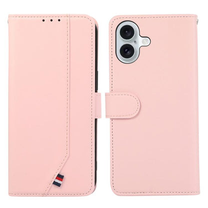 For iPhone 17 ABEEL Delicate Texture Splicing RFID Leather Phone Case(Pink) - iPhone 17 Cases by buy2fix | Online Shopping UK | buy2fix