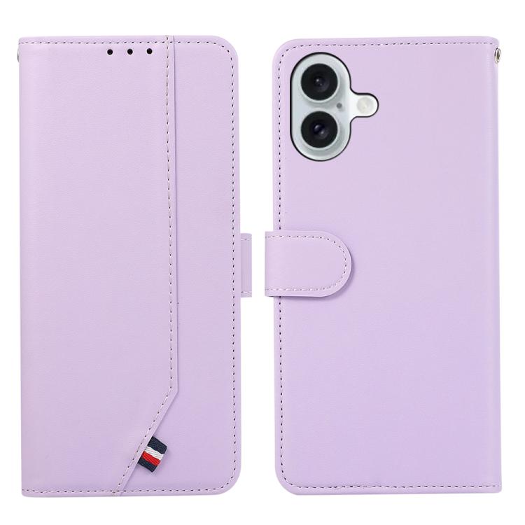 For iPhone 17 ABEEL Delicate Texture Splicing RFID Leather Phone Case(Purple) - iPhone 17 Cases by buy2fix | Online Shopping UK | buy2fix
