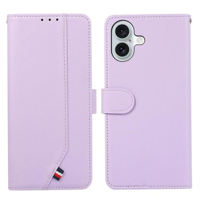 For iPhone 17 ABEEL Delicate Texture Splicing RFID Leather Phone Case(Purple) - iPhone 17 Cases by buy2fix | Online Shopping UK | buy2fix