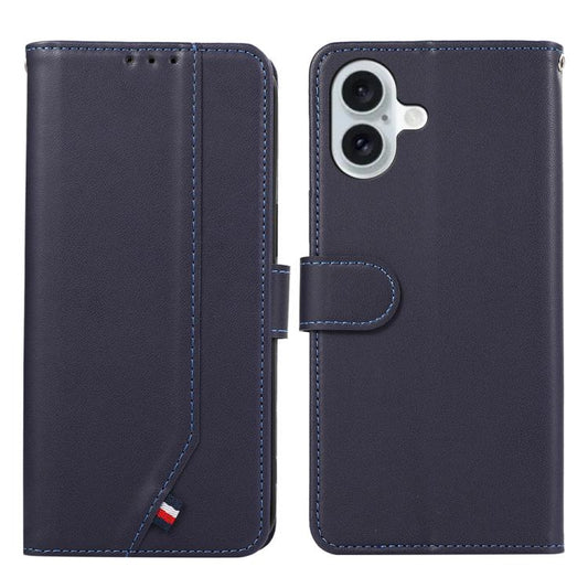 For iPhone 17 ABEEL Delicate Texture Splicing RFID Leather Phone Case(Blue) - iPhone 17 Cases by buy2fix | Online Shopping UK | buy2fix