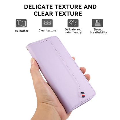 For iPhone 17 Air ABEEL Delicate Texture Splicing RFID Leather Phone Case(Purple) - iPhone 17 Air Cases by buy2fix | Online Shopping UK | buy2fix