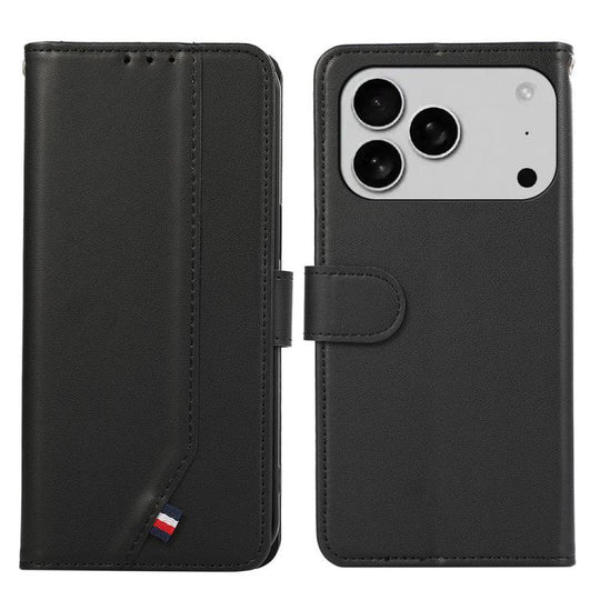 For iPhone 18 Pro / 17 Pro ABEEL Delicate Texture Splicing RFID Leather Phone Case(Black)