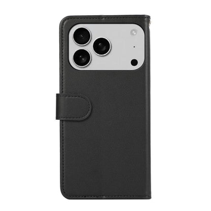 For iPhone 17 Pro ABEEL Delicate Texture Splicing RFID Leather Phone Case(Black) - iPhone 17 Pro Cases by buy2fix | Online Shopping UK | buy2fix