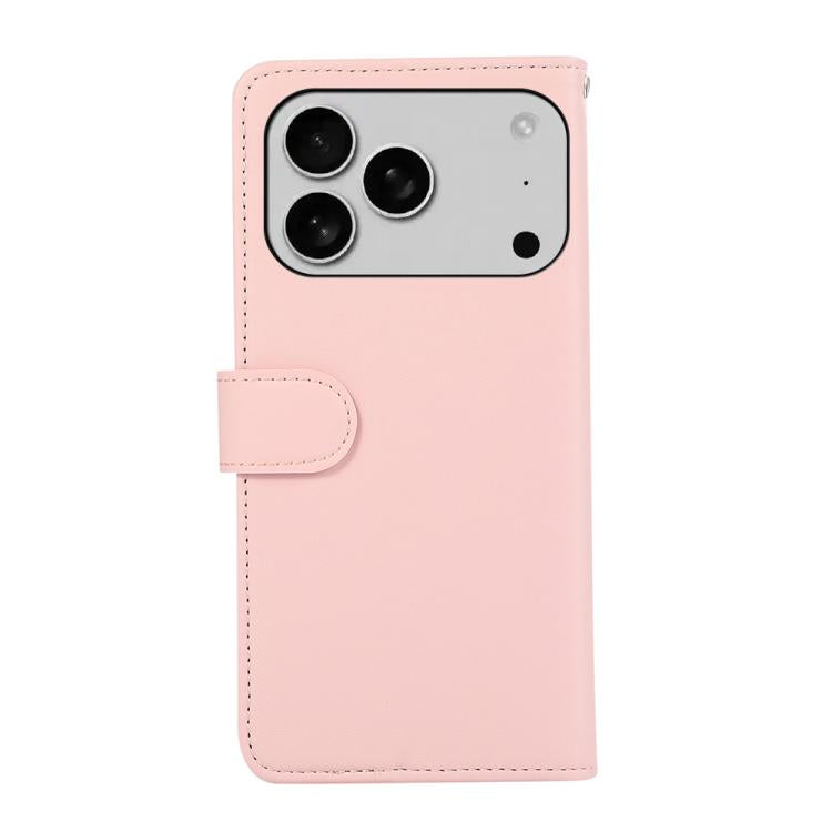 For iPhone 17 Pro ABEEL Delicate Texture Splicing RFID Leather Phone Case(Pink) - iPhone 17 Pro Cases by buy2fix | Online Shopping UK | buy2fix