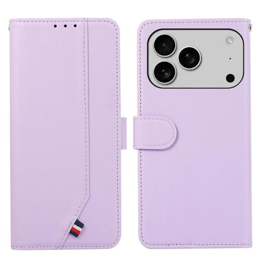 For iPhone 18 Pro / 17 Pro ABEEL Delicate Texture Splicing RFID Leather Phone Case(Purple)