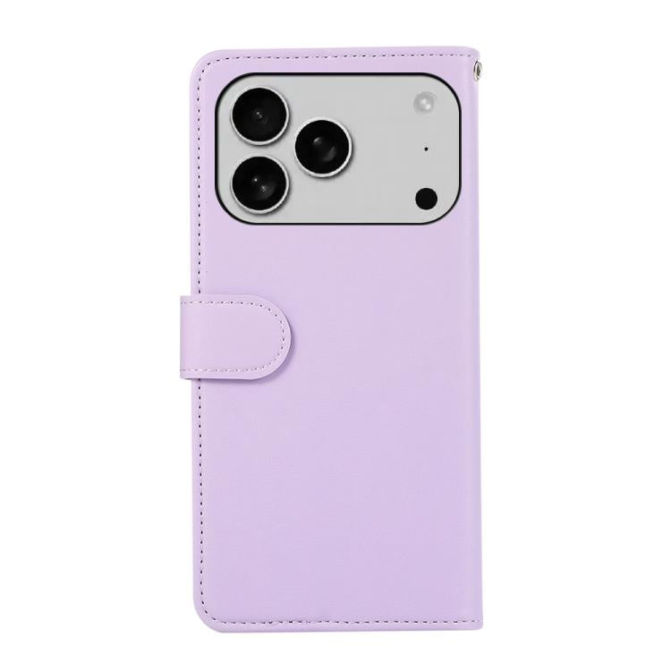 For iPhone 17 Pro ABEEL Delicate Texture Splicing RFID Leather Phone Case(Purple) - iPhone 17 Pro Cases by buy2fix | Online Shopping UK | buy2fix