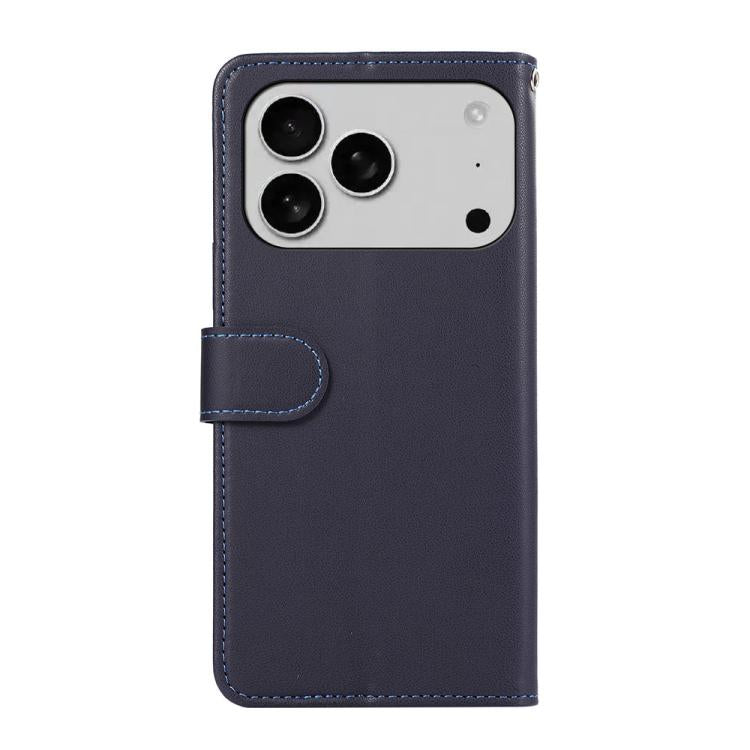 For iPhone 17 Pro ABEEL Delicate Texture Splicing RFID Leather Phone Case(Blue) - iPhone 17 Pro Cases by buy2fix | Online Shopping UK | buy2fix