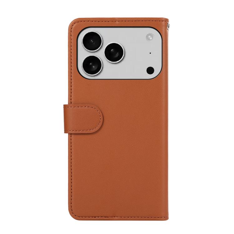 For iPhone 17 Pro ABEEL Delicate Texture Splicing RFID Leather Phone Case(Brown) - iPhone 17 Pro Cases by buy2fix | Online Shopping UK | buy2fix