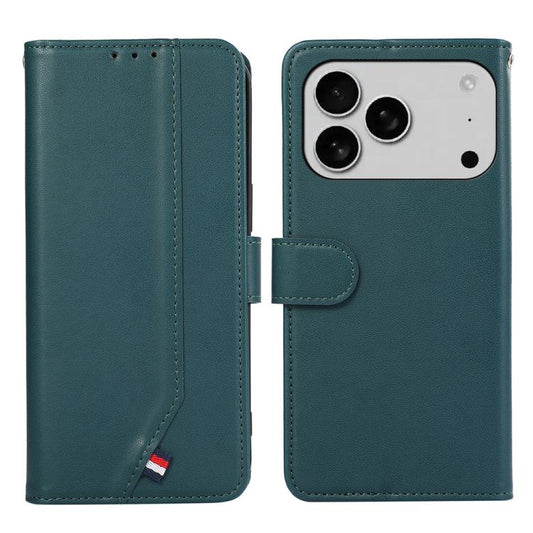 For iPhone 17 Pro ABEEL Delicate Texture Splicing RFID Leather Phone Case(Green) - iPhone 17 Pro Cases by buy2fix | Online Shopping UK | buy2fix