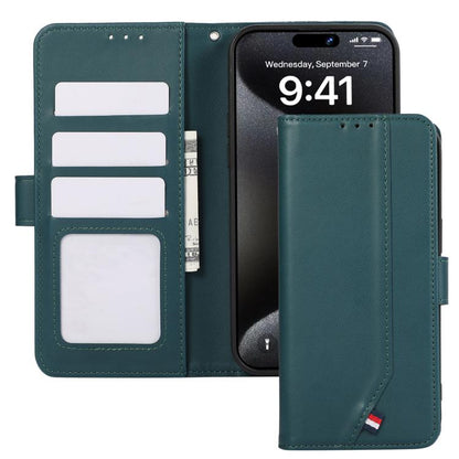 For iPhone 17 Pro ABEEL Delicate Texture Splicing RFID Leather Phone Case(Green) - iPhone 17 Pro Cases by buy2fix | Online Shopping UK | buy2fix