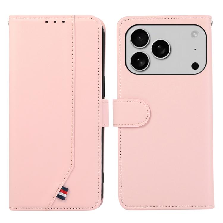 For iPhone 17 Pro Max ABEEL Delicate Texture Splicing RFID Leather Phone Case(Pink) - iPhone 17 Pro Max Cases by buy2fix | Online Shopping UK | buy2fix