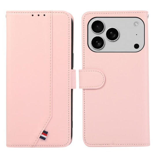 For iPhone 18 Pro Max/17 Pro Max ABEEL Delicate Texture Splicing RFID Leather Phone Case(Pink)