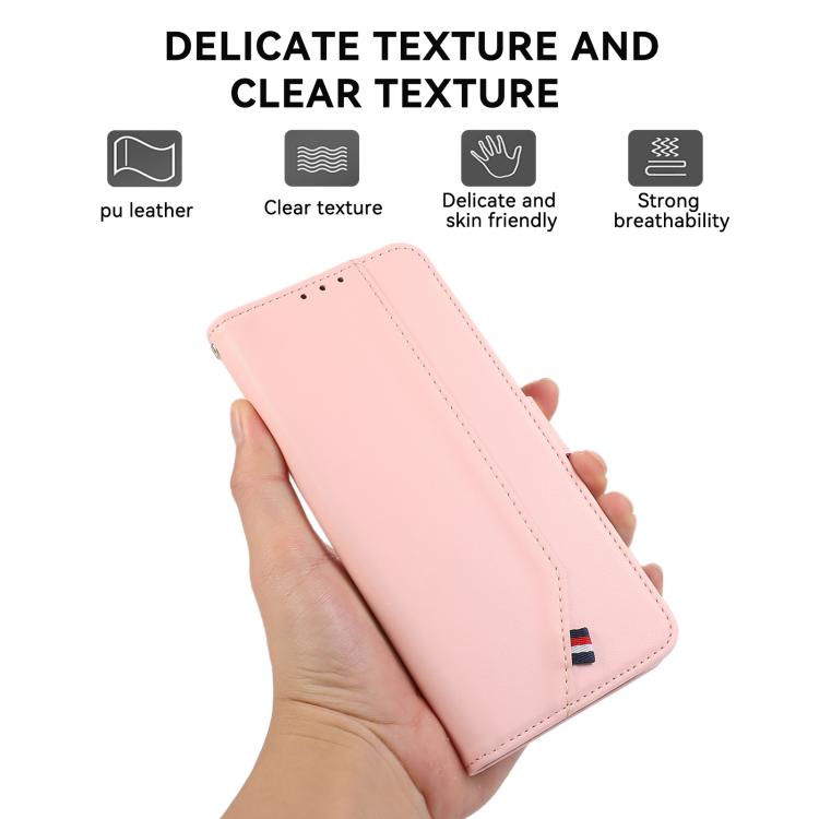 For iPhone 17 Pro Max ABEEL Delicate Texture Splicing RFID Leather Phone Case(Pink) - iPhone 17 Pro Max Cases by buy2fix | Online Shopping UK | buy2fix