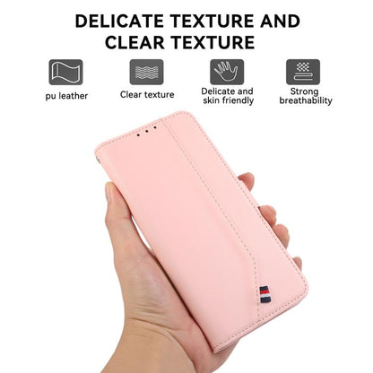 For iPhone 17 Pro Max ABEEL Delicate Texture Splicing RFID Leather Phone Case(Pink) - iPhone 17 Pro Max Cases by buy2fix | Online Shopping UK | buy2fix