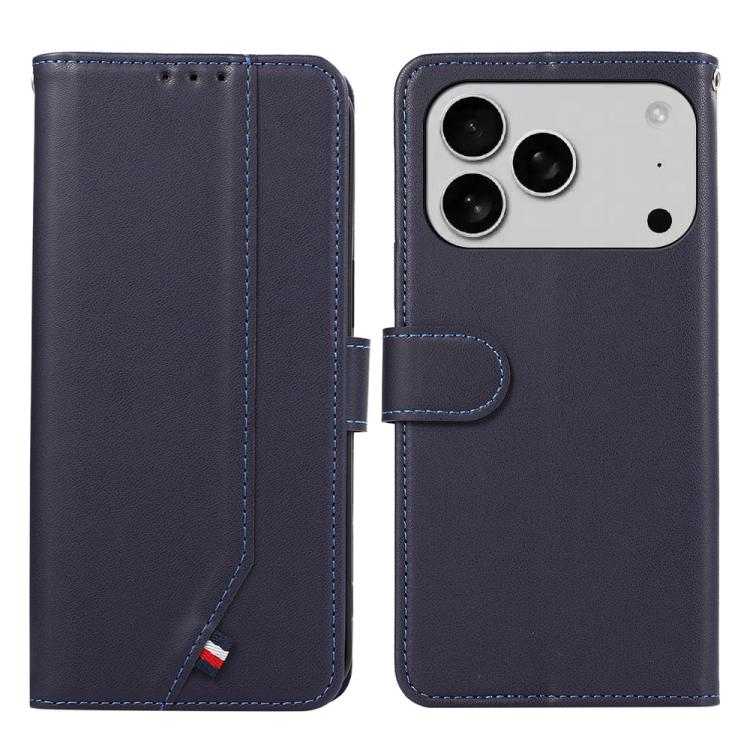 For iPhone 17 Pro Max ABEEL Delicate Texture Splicing RFID Leather Phone Case(Blue) - iPhone 17 Pro Max Cases by buy2fix | Online Shopping UK | buy2fix