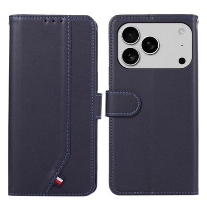 For iPhone 17 Pro Max ABEEL Delicate Texture Splicing RFID Leather Phone Case(Blue) - iPhone 17 Pro Max Cases by buy2fix | Online Shopping UK | buy2fix