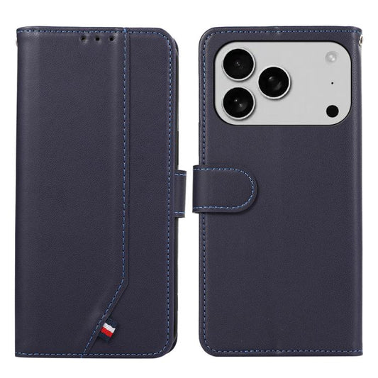 For iPhone 17 Pro Max ABEEL Delicate Texture Splicing RFID Leather Phone Case(Blue) - iPhone 17 Pro Max Cases by buy2fix | Online Shopping UK | buy2fix