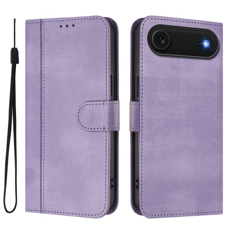 For iPhone Air Line Splicing Buckle Retro Leather Phone Case(Purple) - iPhone Air Cases by buy2fix | Online Shopping UK | buy2fix