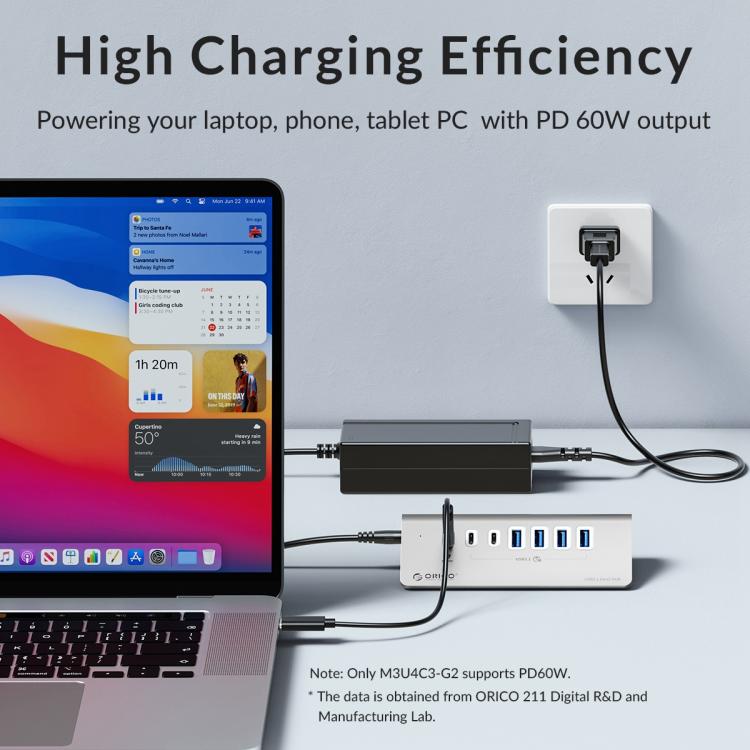 ORICO M3CU2-G2 4 in 1 Type-C to Dual USB and Dual Type-C Port Docking Hub(Silver) - USB HUB by ORICO | Online Shopping UK | buy2fix