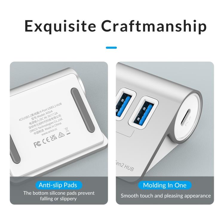 ORICO M3CU2-G2 4 in 1 Type-C to Dual USB and Dual Type-C Port Docking Hub(Silver) - USB HUB by ORICO | Online Shopping UK | buy2fix