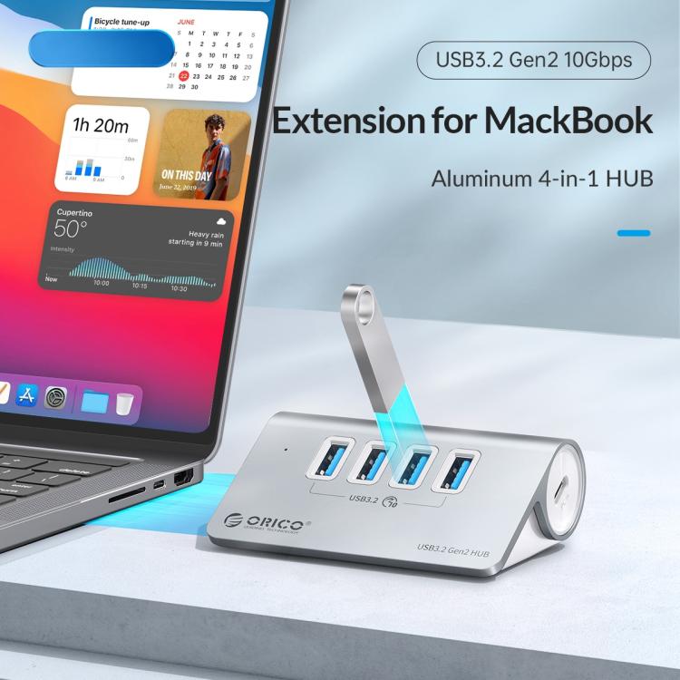 ORICO M3CU2-G2 4 in 1 Type-C to Dual USB and Dual Type-C Port Docking Hub(Silver) - USB HUB by ORICO | Online Shopping UK | buy2fix
