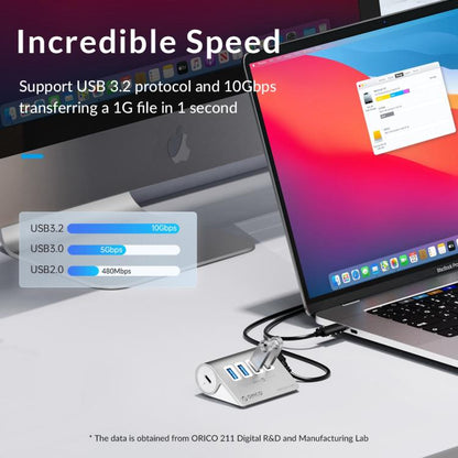 ORICO M3CU2-G2 4 in 1 Type-C to Dual USB and Dual Type-C Port Docking Hub(Silver) - USB HUB by ORICO | Online Shopping UK | buy2fix