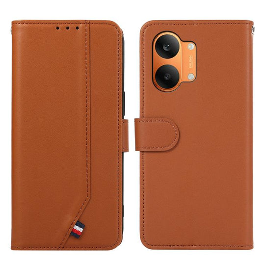 For Redmi Turbo 5 Max / Poco X8 Pro Max ABEEL Delicate Texture Splicing RFID Leather Phone Case(Brown)