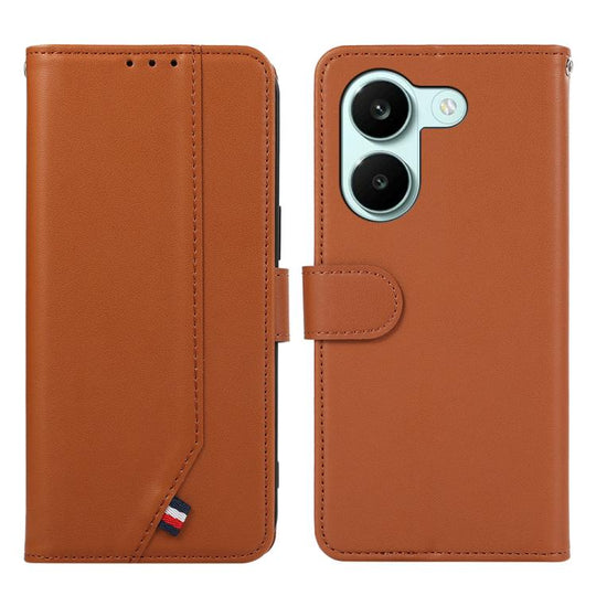 For Redmi Turbo 5 5G / Poco X8 Pro 5G ABEEL Delicate Texture Splicing RFID Leather Phone Case(Brown)