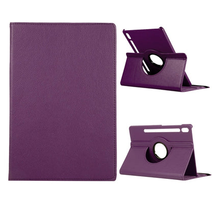 For Samsung Galaxy Tab S8+ / Tab S8 Plus / Tab S7 FE / Tab S7+ / T970 360 Degree Rotation Litchi Texture Flip Leather Case with Holder(Purple) by buy2fix